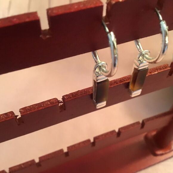 Silvertone Hoop Charm Earrings - Picture 1 of 6